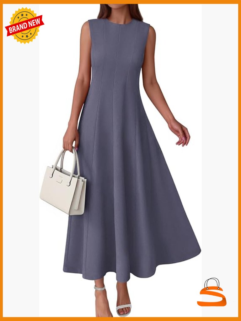Sleeveless Crewneck Maxi Dress A-Line Semi Formal Party